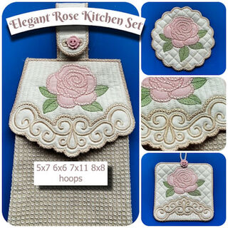Elegant Rose In the Hoop Kitchen Set