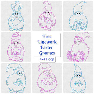 Free Linework Easter Gnomes