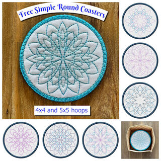 Free Simple In the hoop Round Coasters