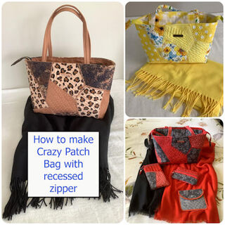 How to make Crazy Patch Bag with recessed zip and inner pockets