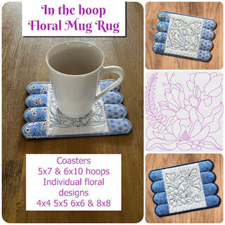 In the hoop Floral Mug Rug