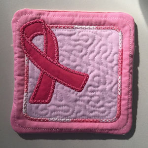 Free In the hoop Awareness Ribbon Coaster