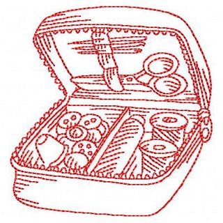 Free Redwork Sewing Set